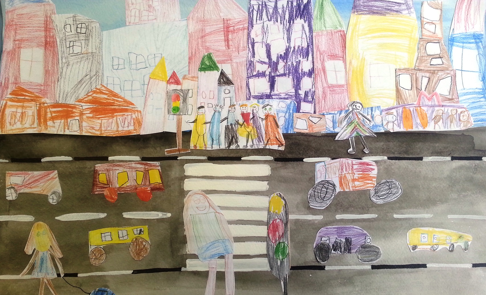 Детские рисунки на тему городские улицы