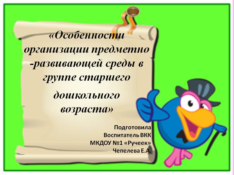 Особенности организации предметно-развивающей среды Слайд 1