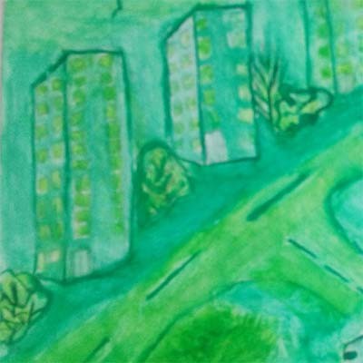 Рисунок дошкольника Зеленый город